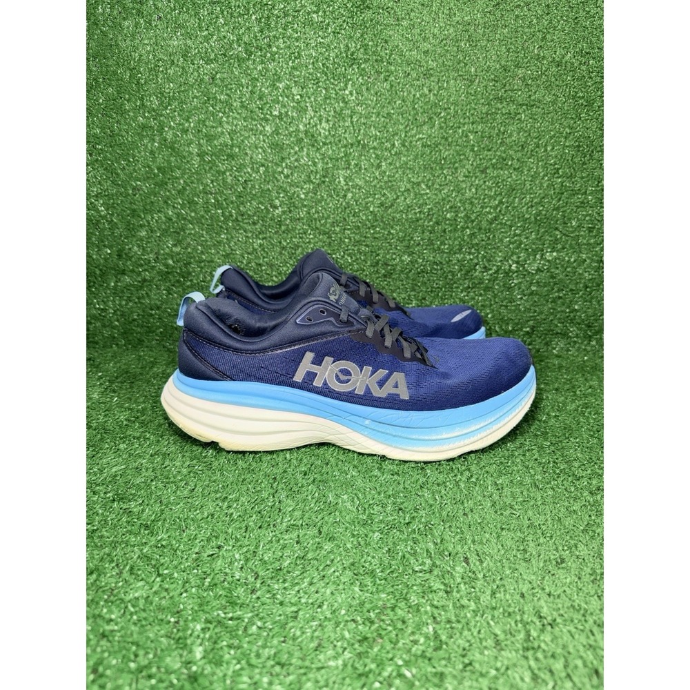 HOKA One One Bondi 8 Mens Size 11 2E Wide Blue Running Shoes Comfort Sneakers